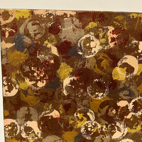 Metallic Dots Abstract Wall Art Work Original Painting 8" Square Artist Signed - Picture 5 of 10